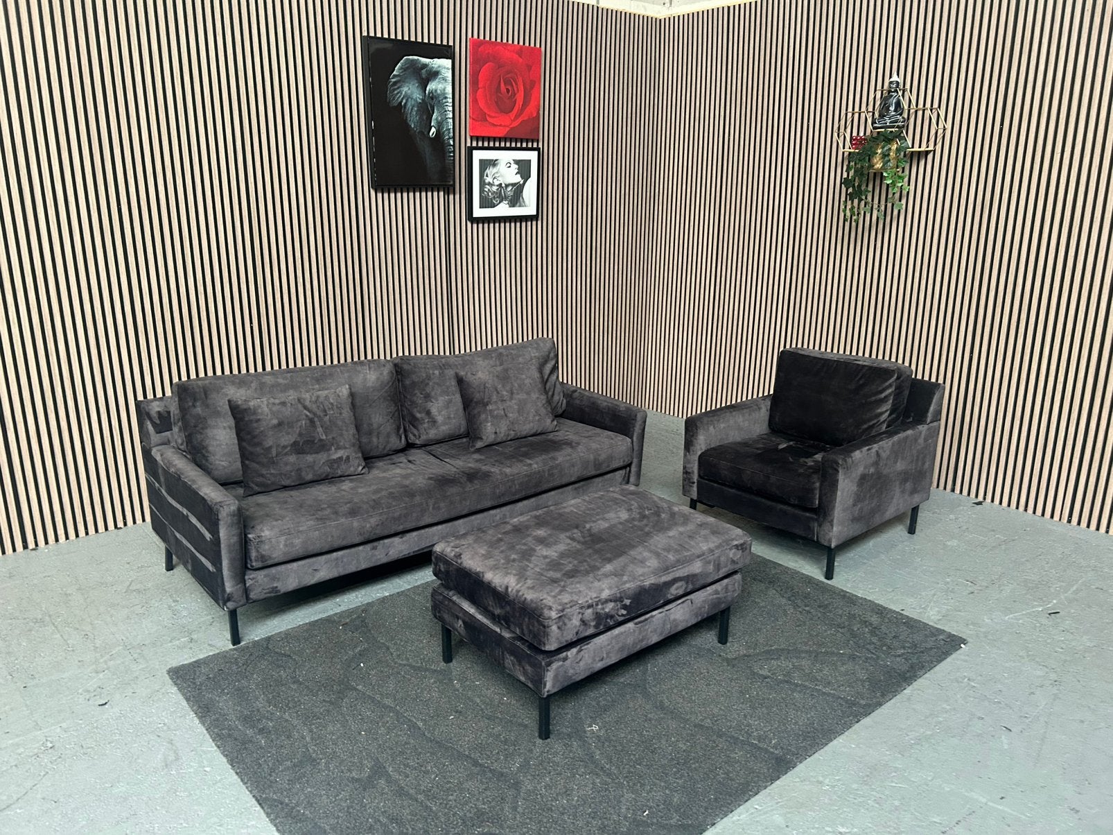 GRATIS LEVERING Dutchbone Houda Set Banken Velvet GEREINIGD, 150 tot 200 cm, Zo goed als nieuw, Rechte bank, Vierpersoons of meer