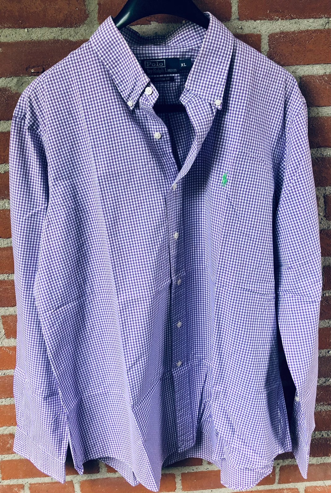 ZGAN Polo Ralph Lauren overhemd - paars/wit geruit - XL, Ophalen of Verzenden, Zo goed als nieuw, Paars, Halswijdte 43/44 (XL)