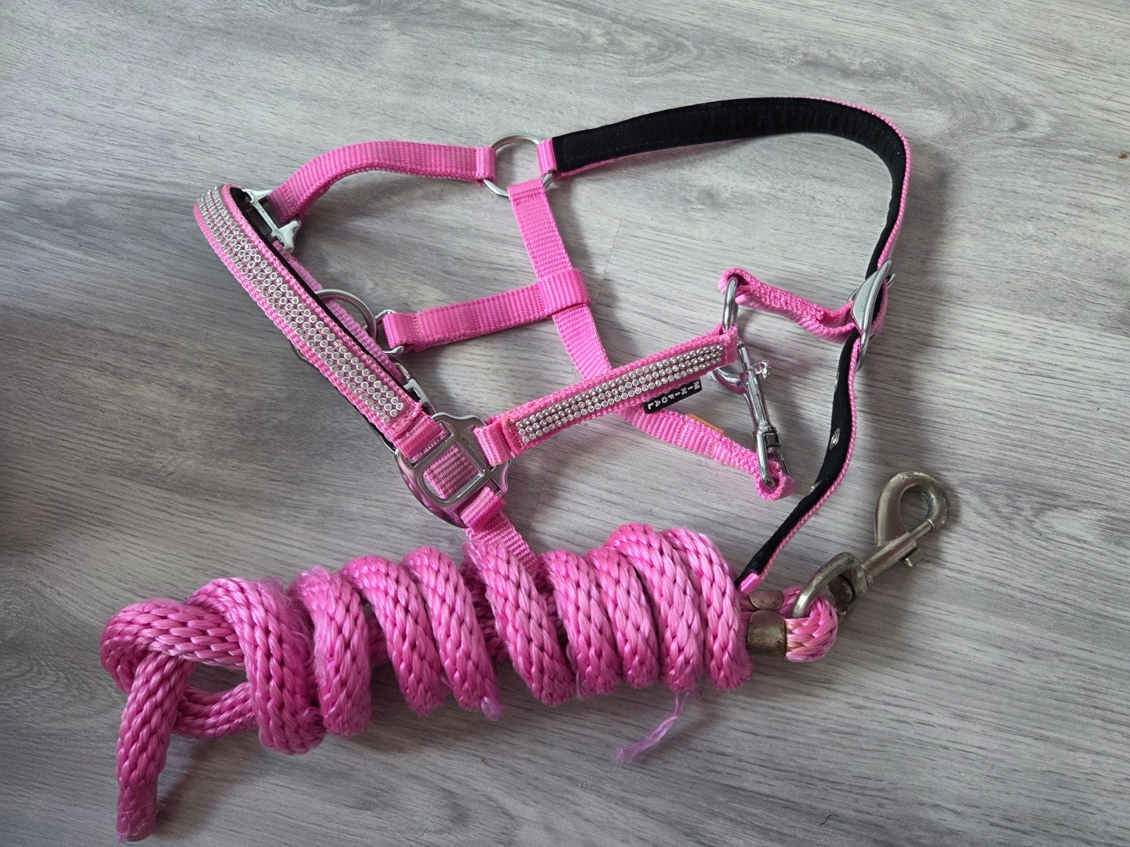 Roze glitter halster + touw shetland  minifoal + extra touw, Ophalen of Verzenden, Gebruikt