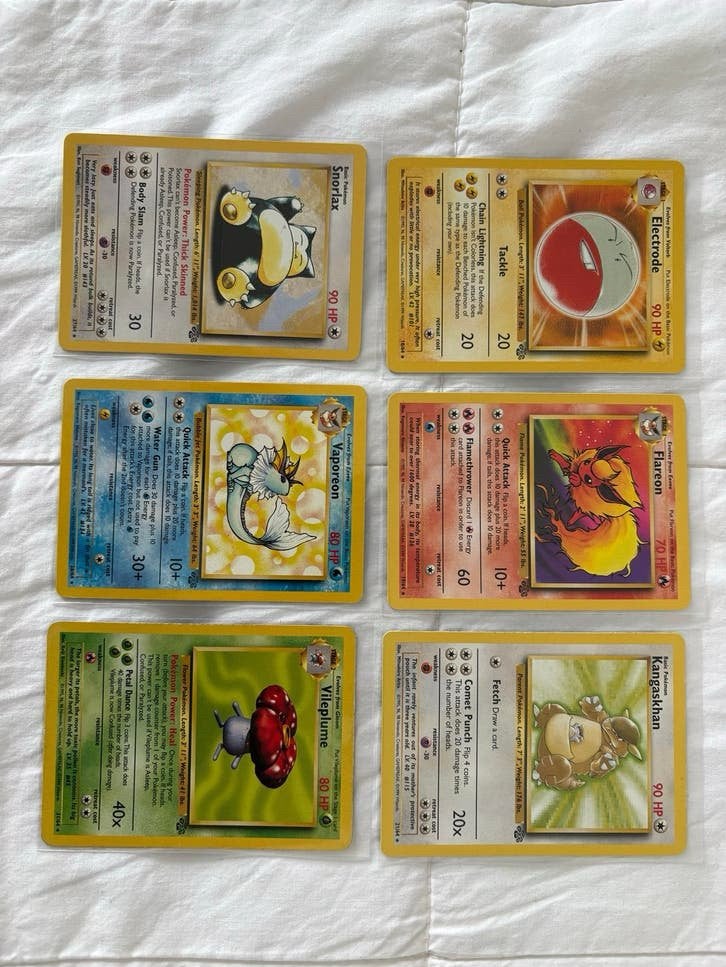 Pokémon kaarten rares base jungle set, Ophalen of Verzenden, Gebruikt, Meerdere kaarten