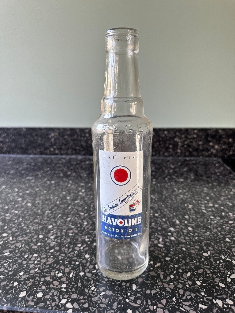 Havoline MOTOR OIL oliefles. Bottle olie fles., Ophalen of Verzenden, Gebruikt, Gebruiksvoorwerp