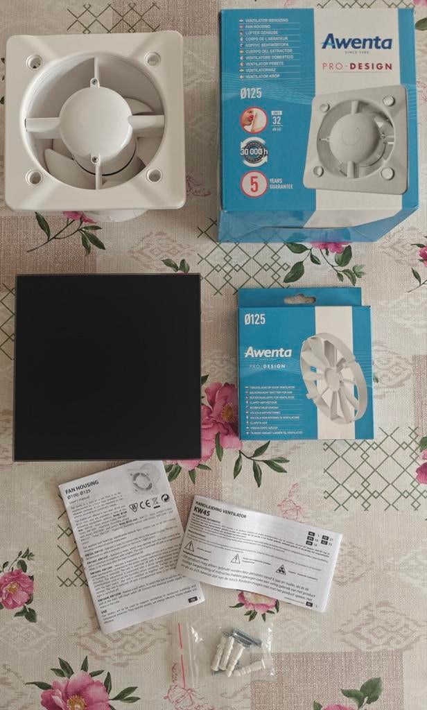 Awenta Pro Design badkamerventilator inclusief accessoires., Ophalen of Verzenden, Zo goed als nieuw, Ventilator en Afzuiger