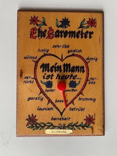 Vintage houten plankje. Ehe Barometer. Huwelijk barometer., Ophalen