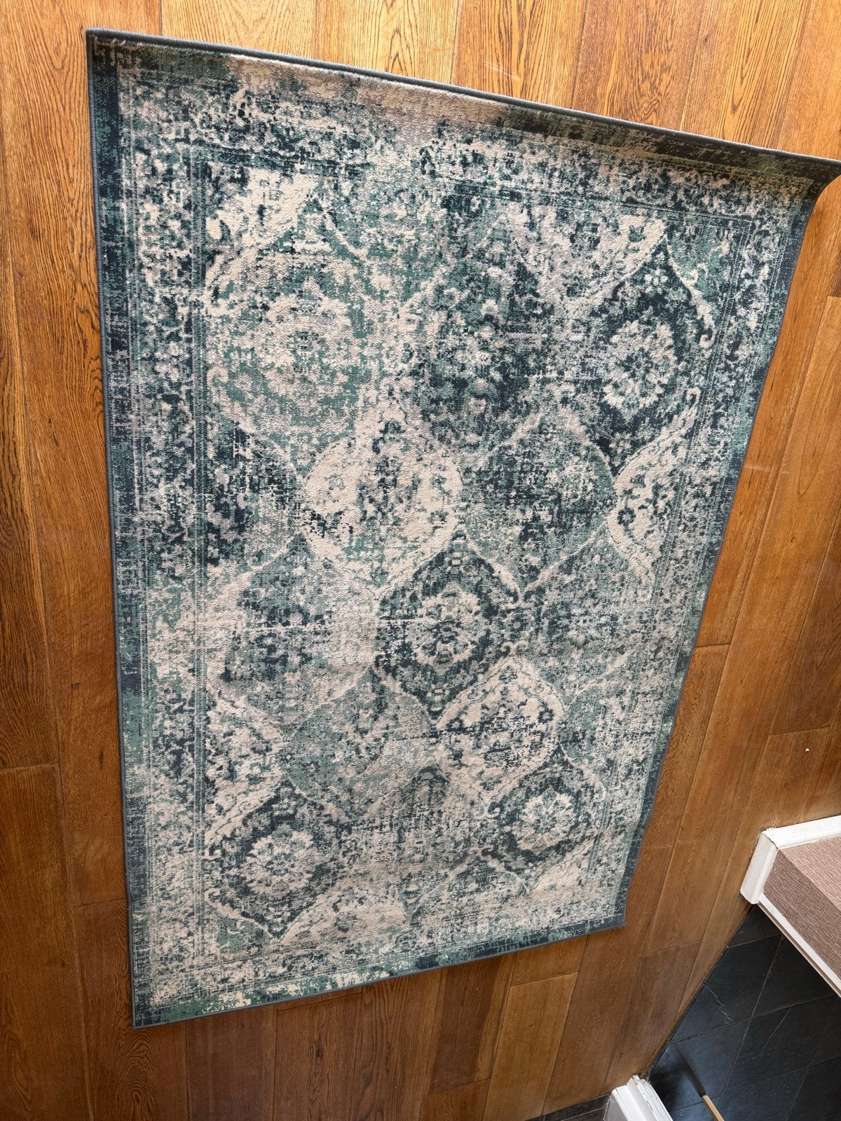 IKEA VONSBÄK Vloerkleed Groen/Beige 133x195 cm, Ophalen, 100 tot 150 cm, Zo goed als nieuw, 150 tot 200 cm