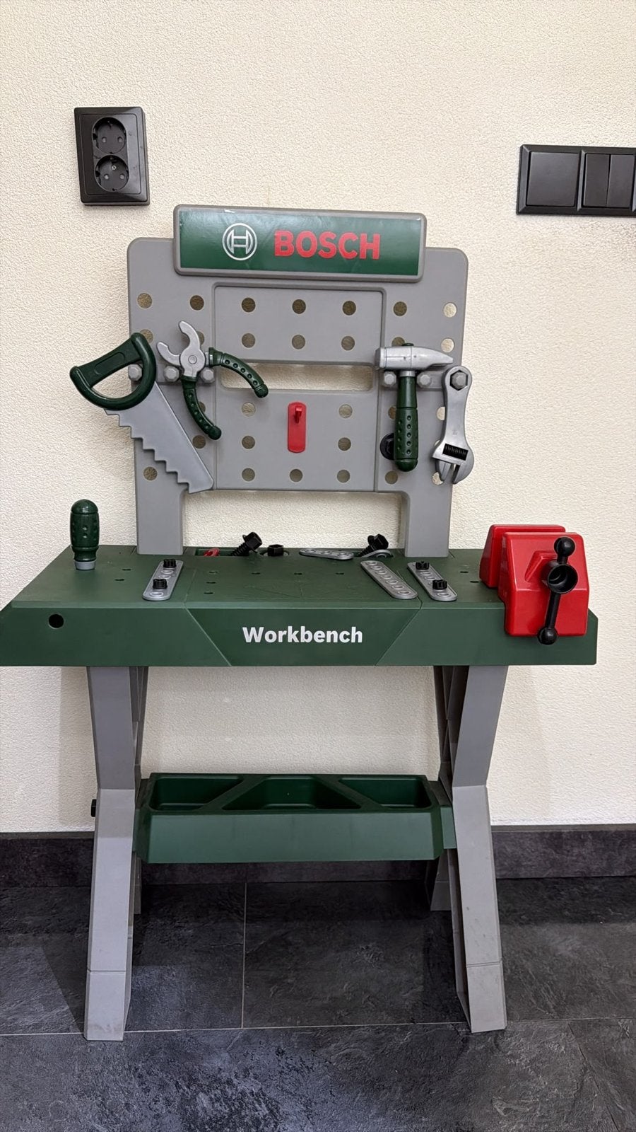 Bosch speelgoed werkbank met gereedschap, Kinderen en Baby's, Ophalen of Verzenden, Gebruikt, Jongen of Meisje
