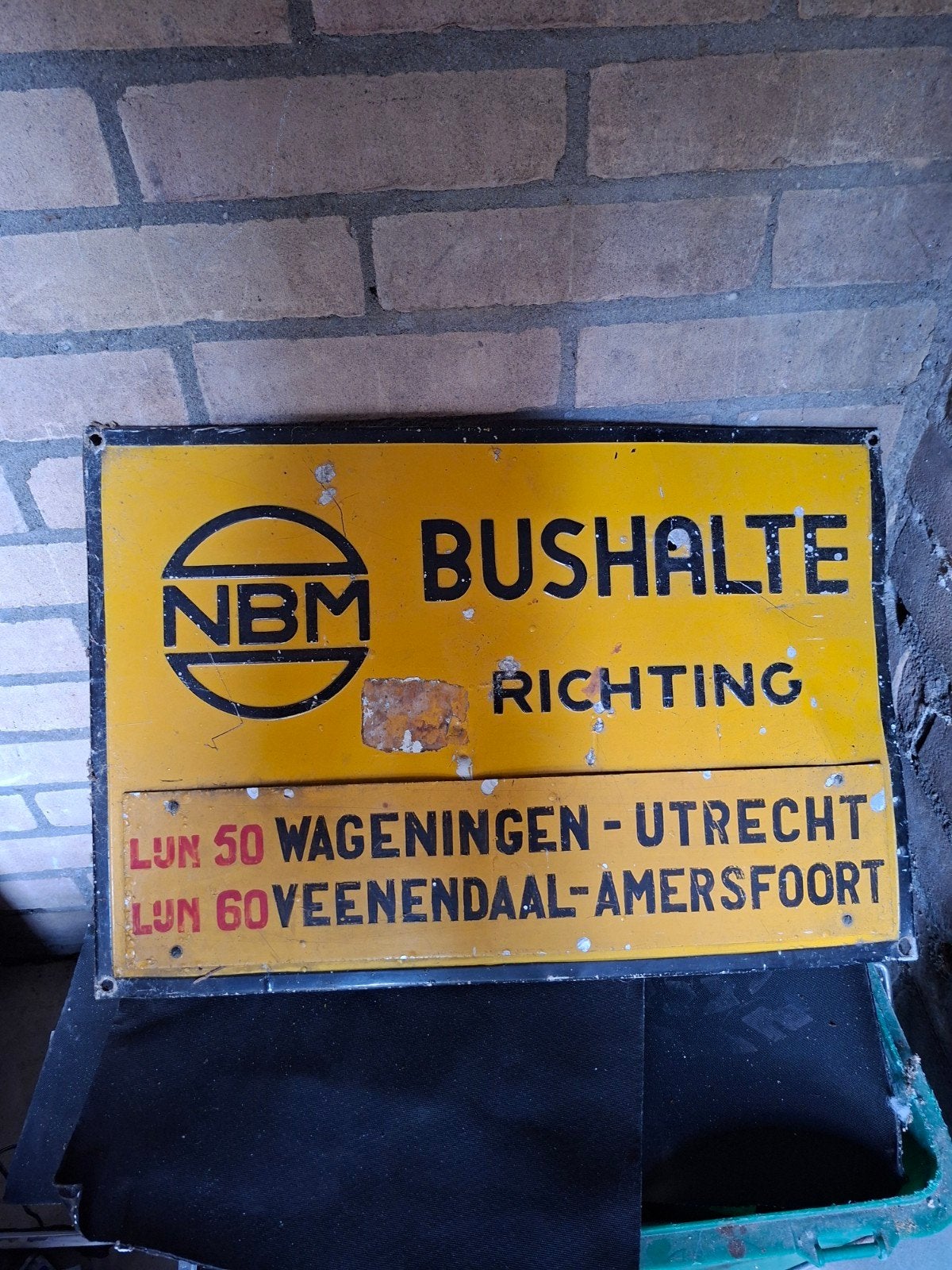 Bushalte bord, Ophalen, Gebruikt, Reclamebord