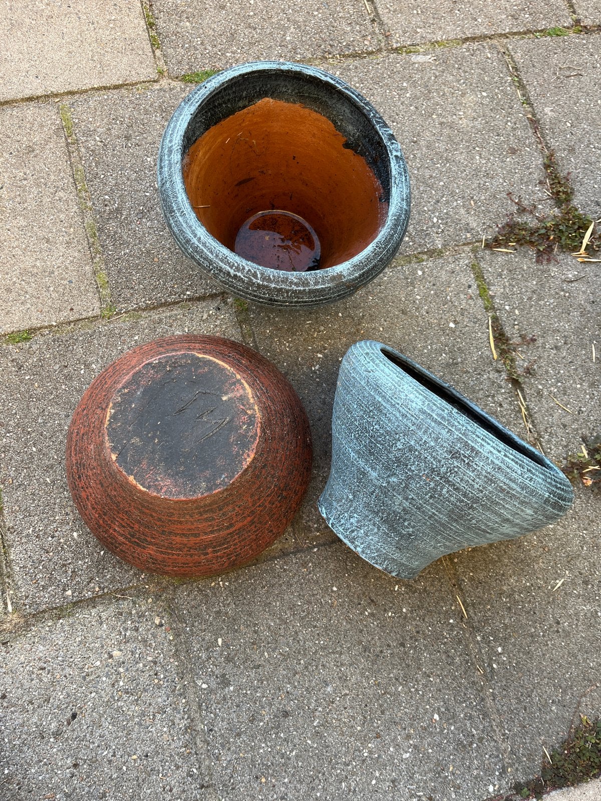 Set van 3 bloempotten, Tuin en Terras, Rond, Ophalen of Verzenden, Zo goed als nieuw, Binnen