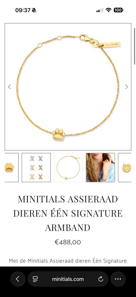Minitials armbandje hondenpoot, Sieraden, Tassen en Uiterlijk, Kettingen, Ophalen of Verzenden, Zo goed als nieuw, Blauw, Overige materialen