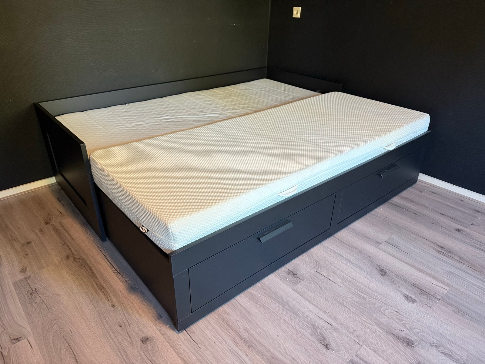 IKEA Brimnes bedbank met 2 lades, 80x200, Ophalen, Overige typen, Tweepersoons, Minder dan 160 cm