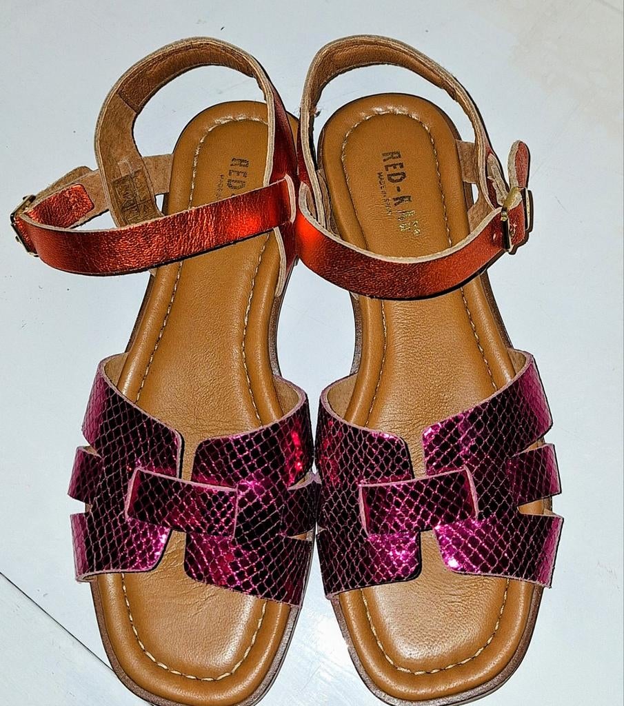 Metallic leren Sandalen, 38, Zo goed als nieuw, Roze, Red Rag, Sandalen of Muiltjes