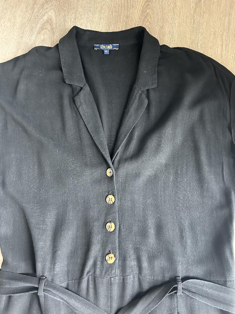 King Louie maat 44 zwart linnen jumpsuit broekpak 2179, Kleding | Dames, Jumpsuits, Zwart, Maat 42/44 (L), Ophalen of Verzenden
