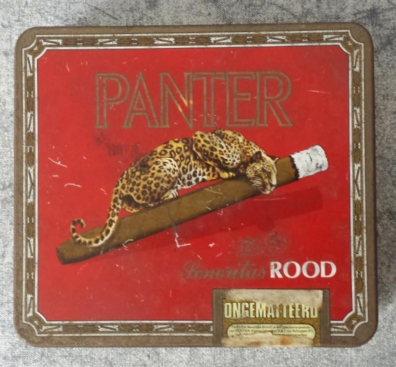 Panter sigarenblik [4698]  [VeOvRo], Ophalen of Verzenden, Gebruikt, Tabaksdoos of Verpakking