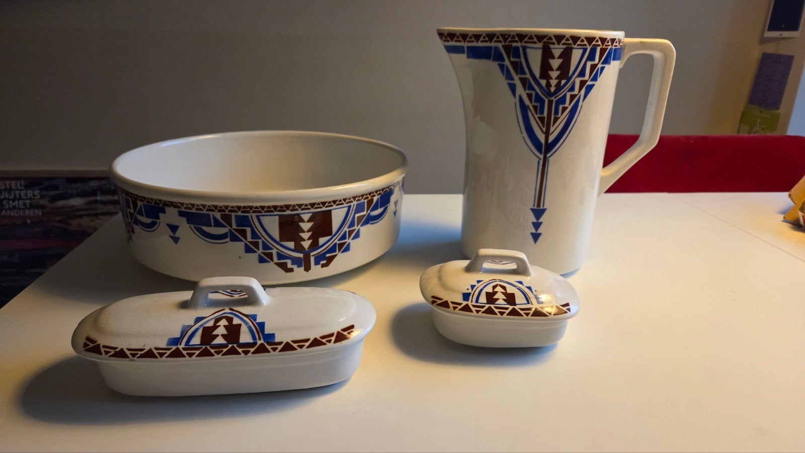 Art-Deco Saint Ghislain Belgische complete Lampetkan set, Antiek en Kunst, Ophalen of Verzenden