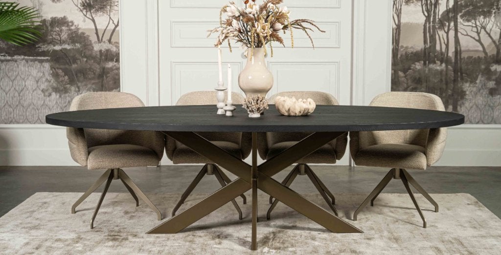 Room108 Eettafel Marseille+Spinpoot VAN€ 2517, VOOR: €889,-, Ophalen, Gebruikt, 100 tot 150 cm, Eikenhout