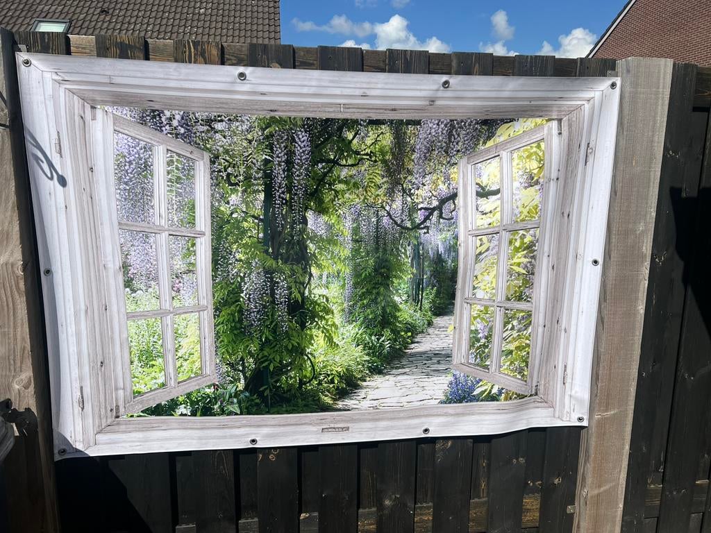 Tuinposter mega doorkijk €25,/ koopje, Ophalen of Verzenden, Zo goed als nieuw