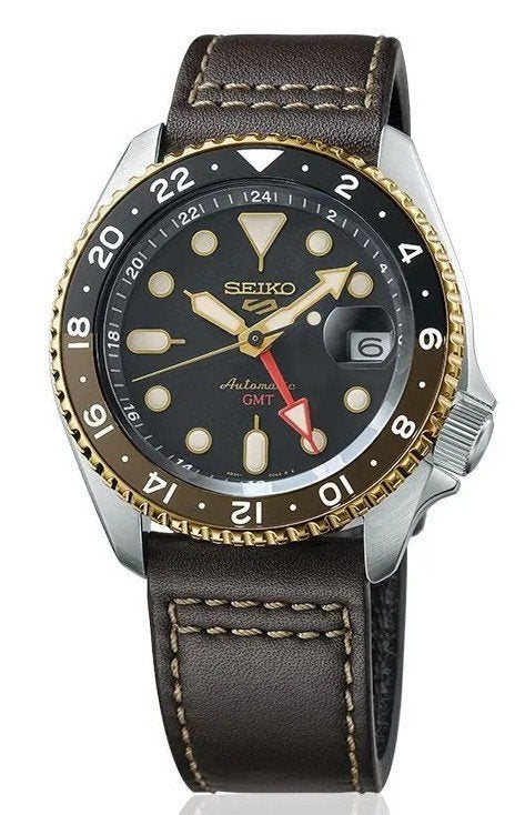 Seiko 5 Sports SSK036K1 – SKX GMT – Nieuw, Seiko, Leer, Staal, Polshorloge