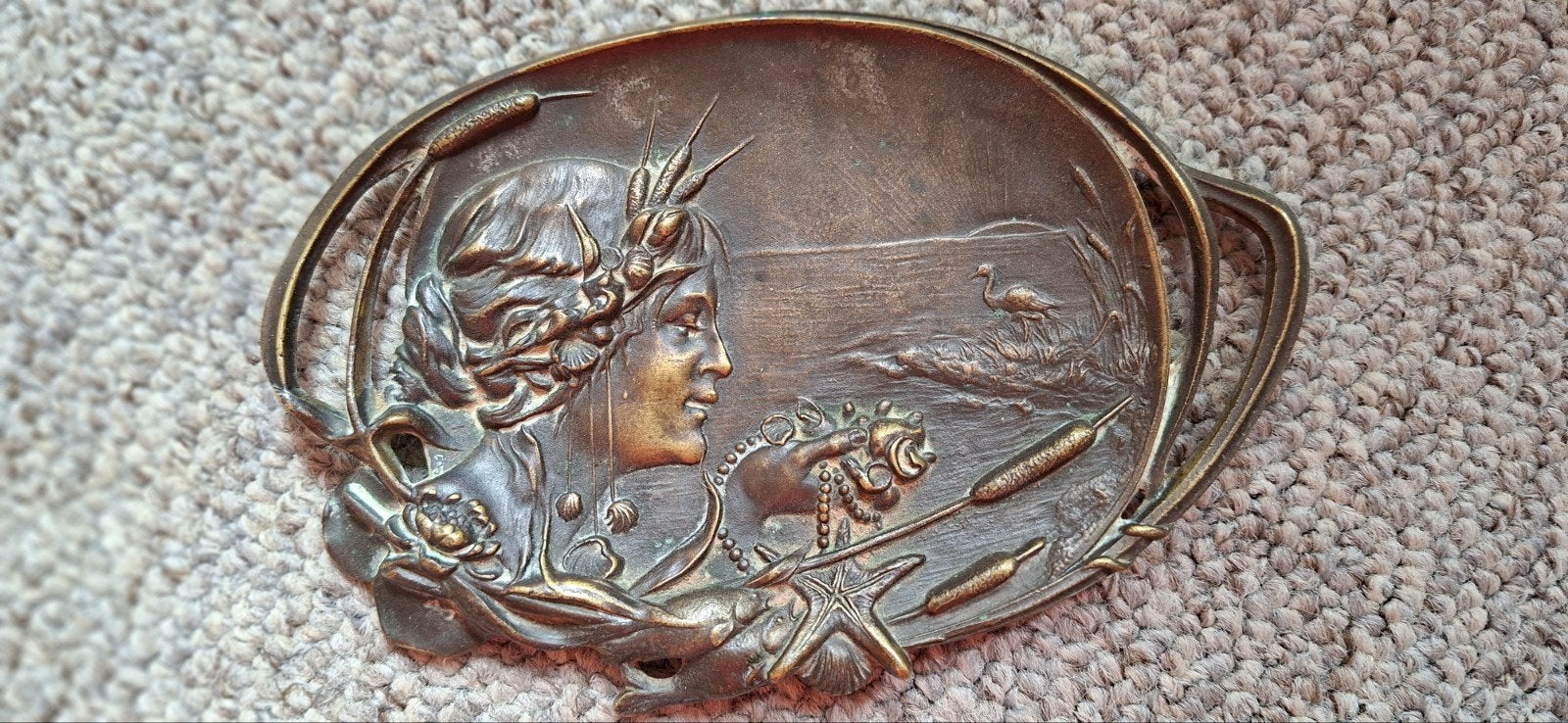 art nouveau vide poche meermin bij zee met juwelen, Ophalen of Verzenden