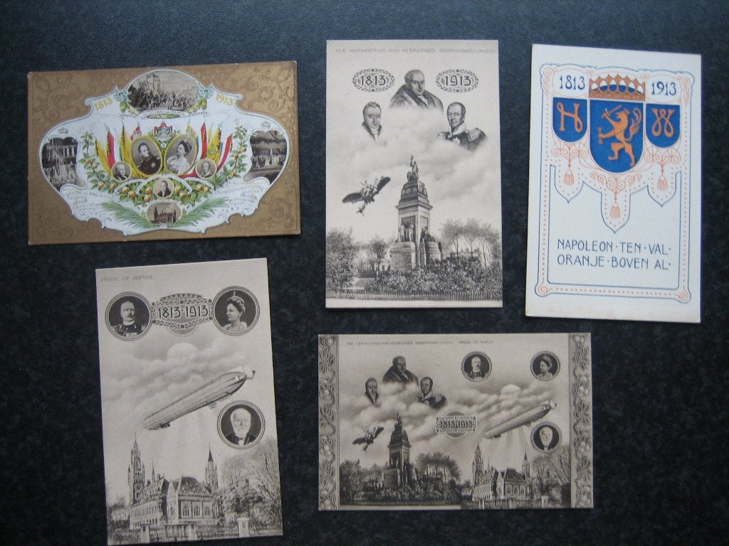NEDERLAND 100 jaar onafhankelijk 1813 - 1913  5 stuks, Ophalen of Verzenden, Voor 1920, Zuid-Holland