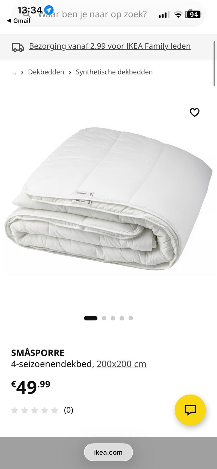 IKEA dekbed nieuw, Huis en Inrichting, Slaapkamer | Beddengoed, Wit, Ophalen of Verzenden, Deken of Dekbed, Nieuw
