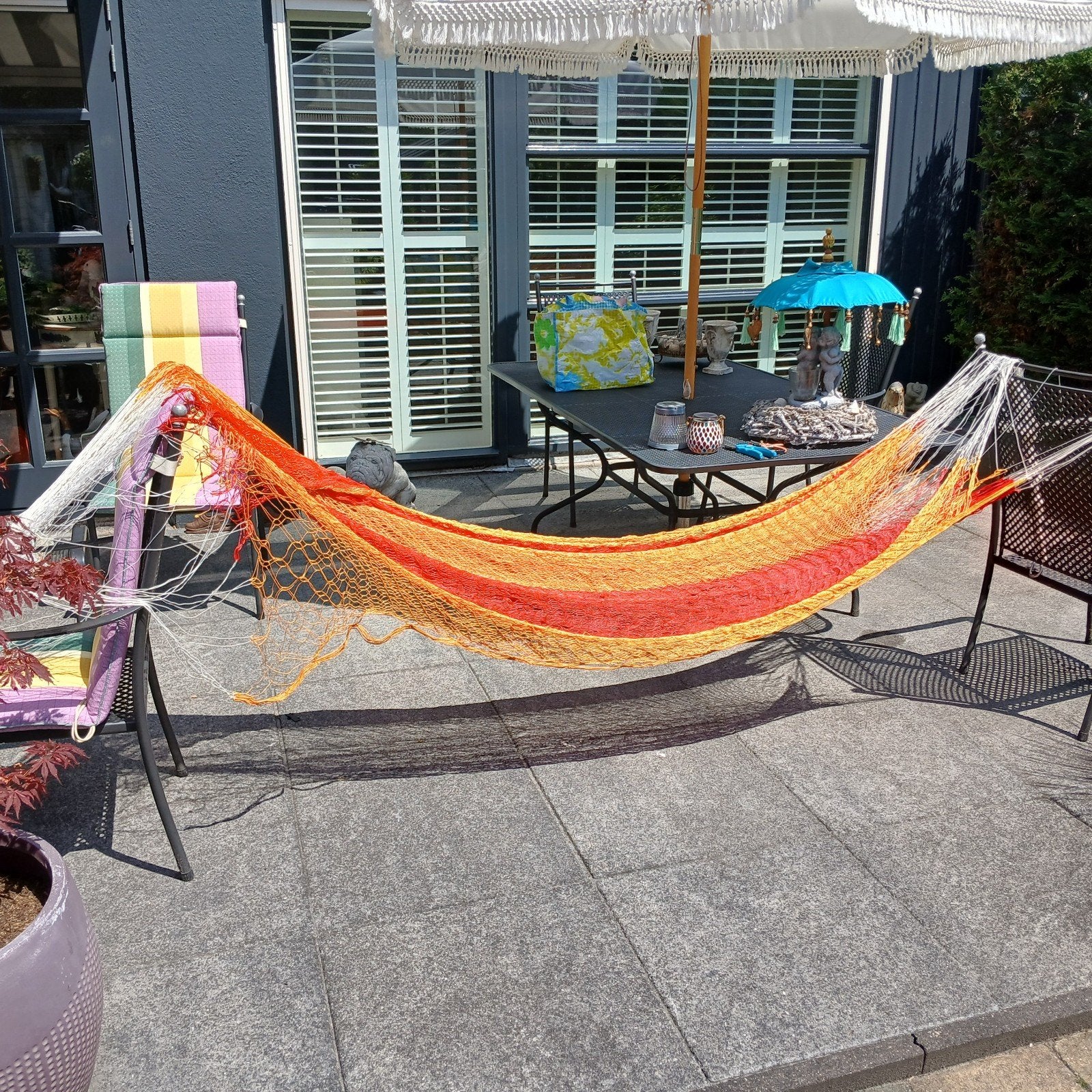 Kleurrijke hangmat voor binnen en buiten, Ophalen of Verzenden, Gebruikt, Eenpersoons, Binnen