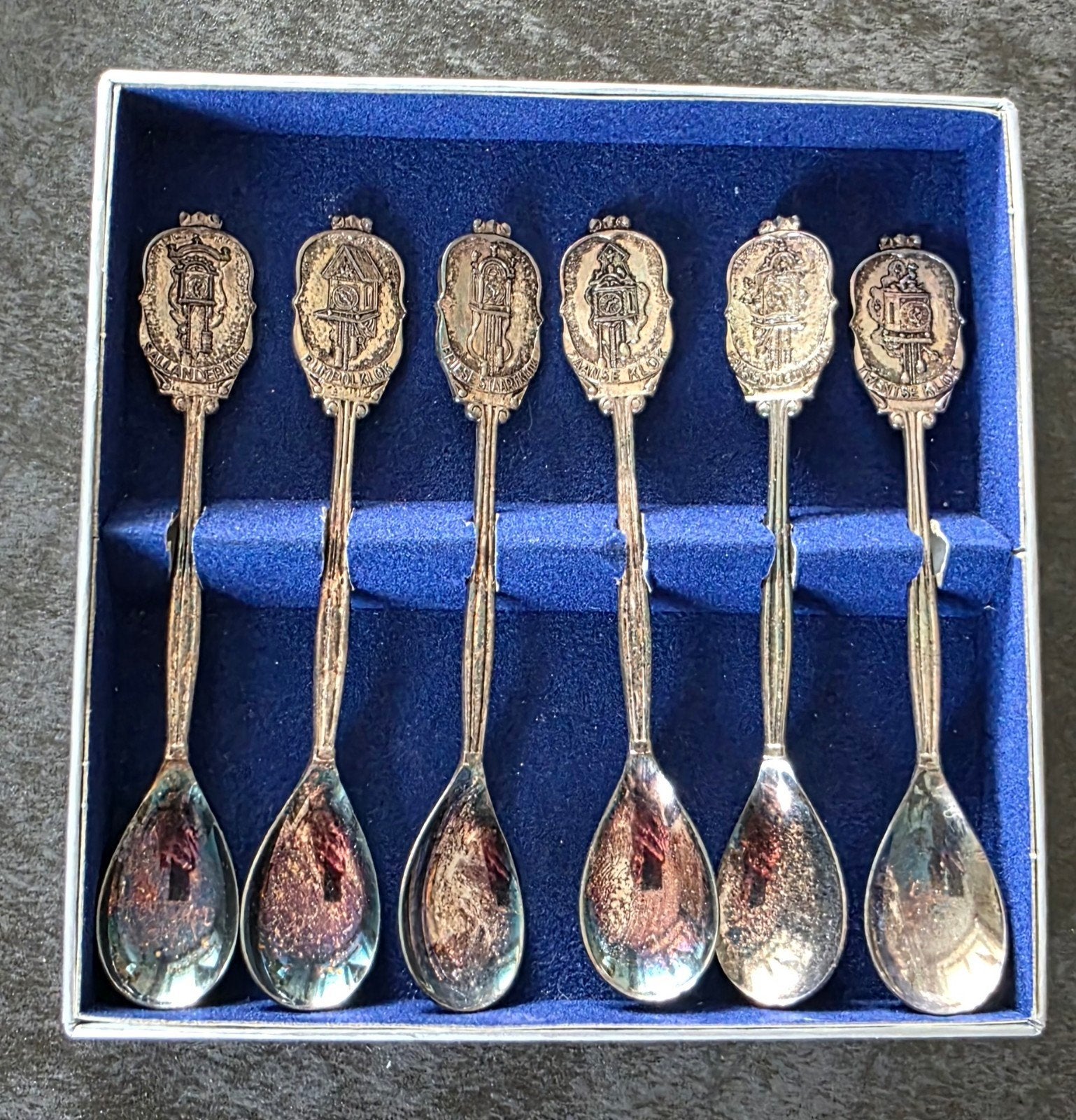 Set van 6 verzilverde theelepels - Nederlandse klokken, Ophalen of Verzenden