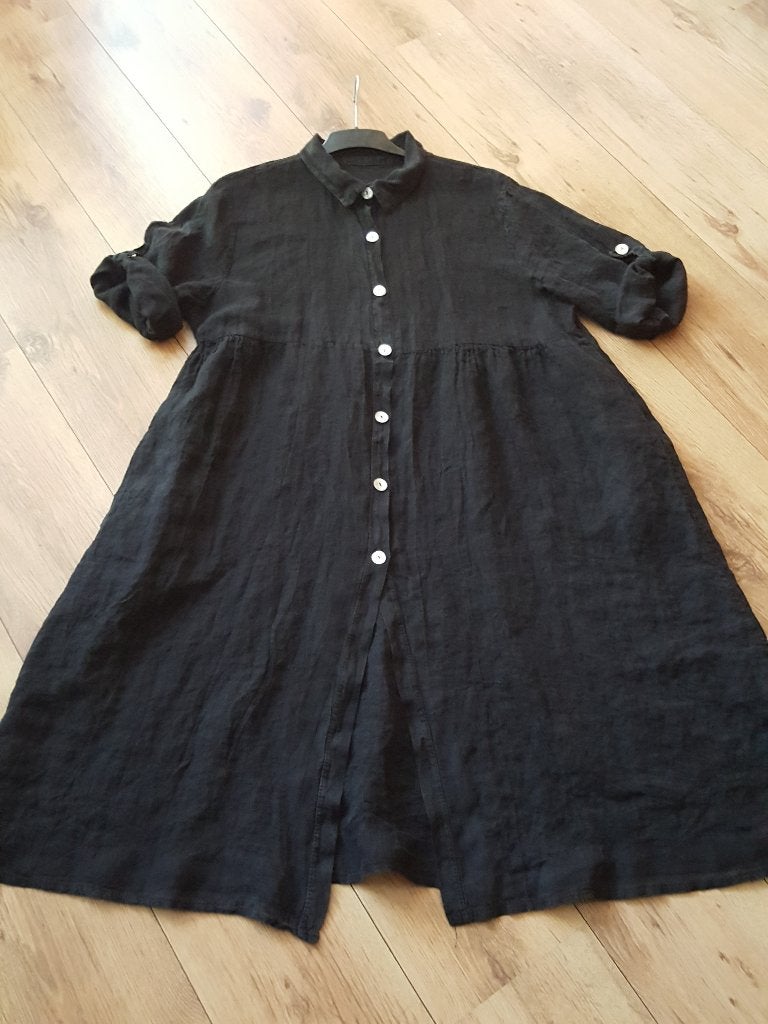 lange jurk/jas/tuniek made in Italy incl verzending, Made in Italy, Verzenden, Zwart, Maat 46/48 (XL) of groter