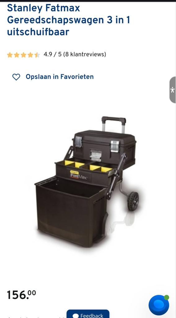 Stanley Fat Max Caterpillar gereedschapskoffer voor prof, Doe-het-zelf en Verbouw, Gereedschapskisten, Ophalen, Nieuw