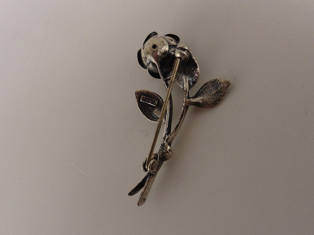 Zilveren Teka broche roosje                              Z79, 4 tot 7 cm, Gebruikt, ., Ophalen of Verzenden