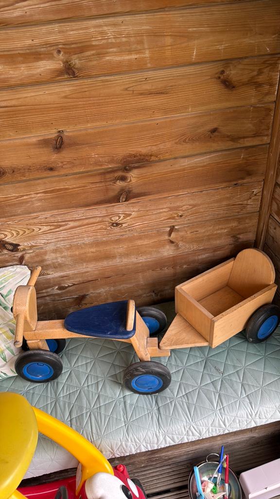 Houten loopfiets met aanhanger van Dijk Toys, Ophalen, Gebruikt, Loopfiets
