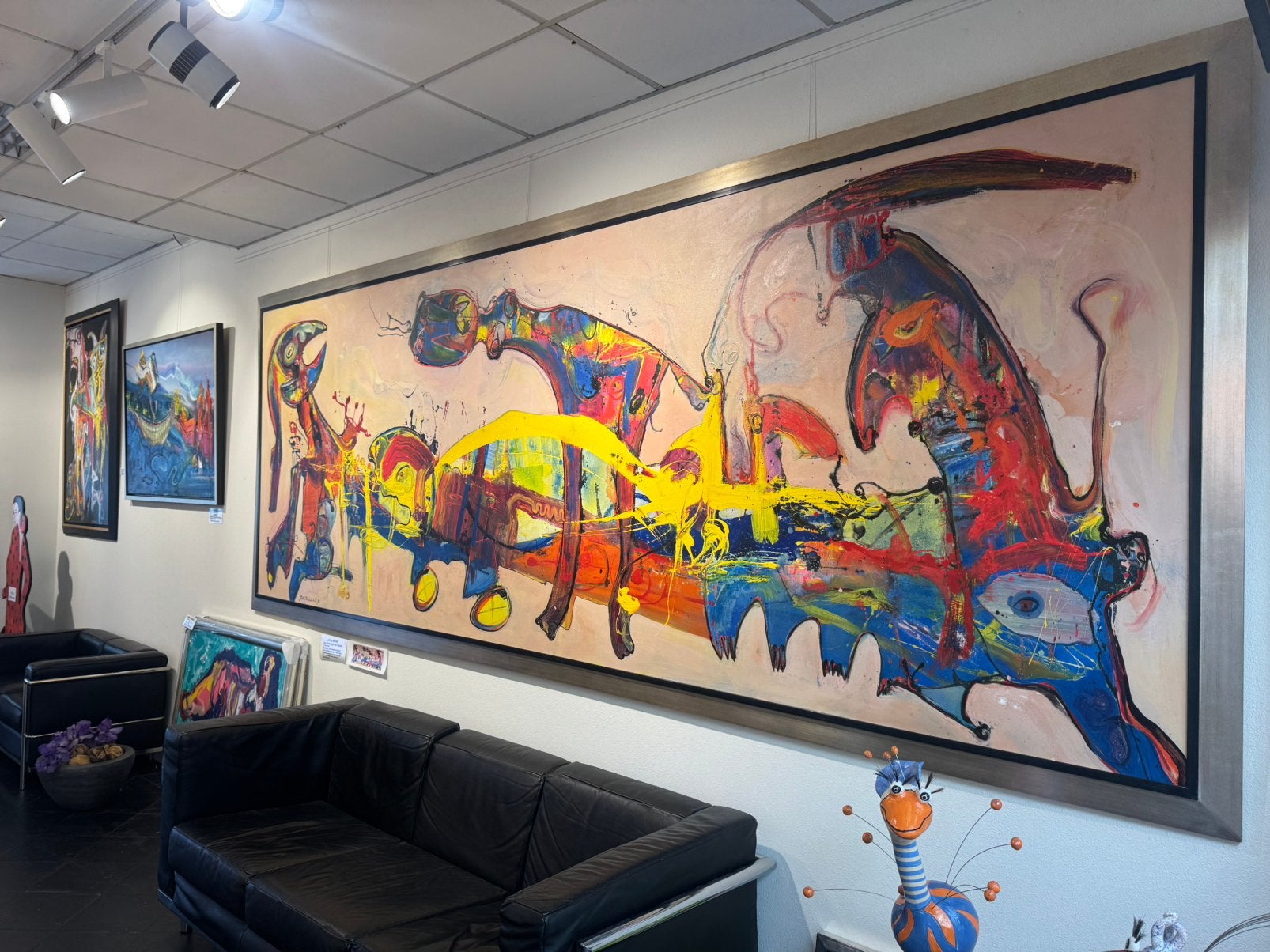 Jan te Wierik zijn grootste schilderij 17-3-1998 Cadeautje, Antiek en Kunst, Ophalen of Verzenden, Textiel, Gemengde techniek