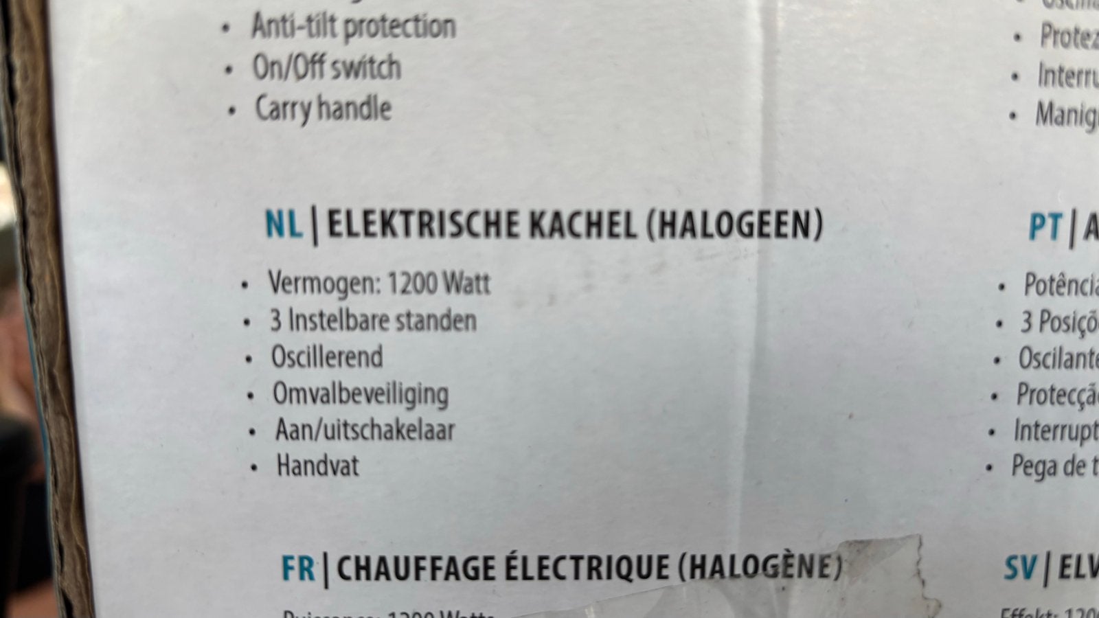 Tristar elektrische halogeen kachel 1200W, Caravans en Kamperen, Ophalen, Zo goed als nieuw