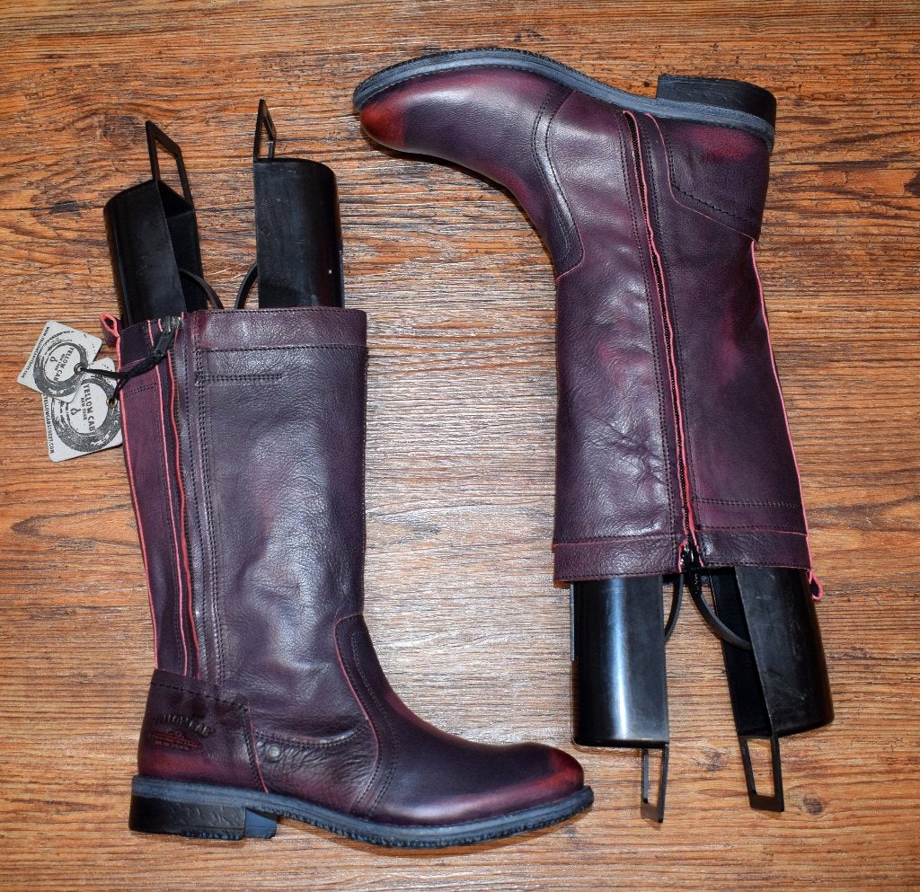 YELLOW CAB - leren biker laarzen bordeaux - maat 37, Kleding | Dames, Schoenen, Hoge laarzen, Overige kleuren, Nieuw, Ophalen of Verzenden