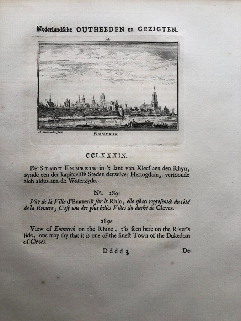 289 / Emmerik in het land van Cleef Kopergravure 1733, Ophalen of Verzenden