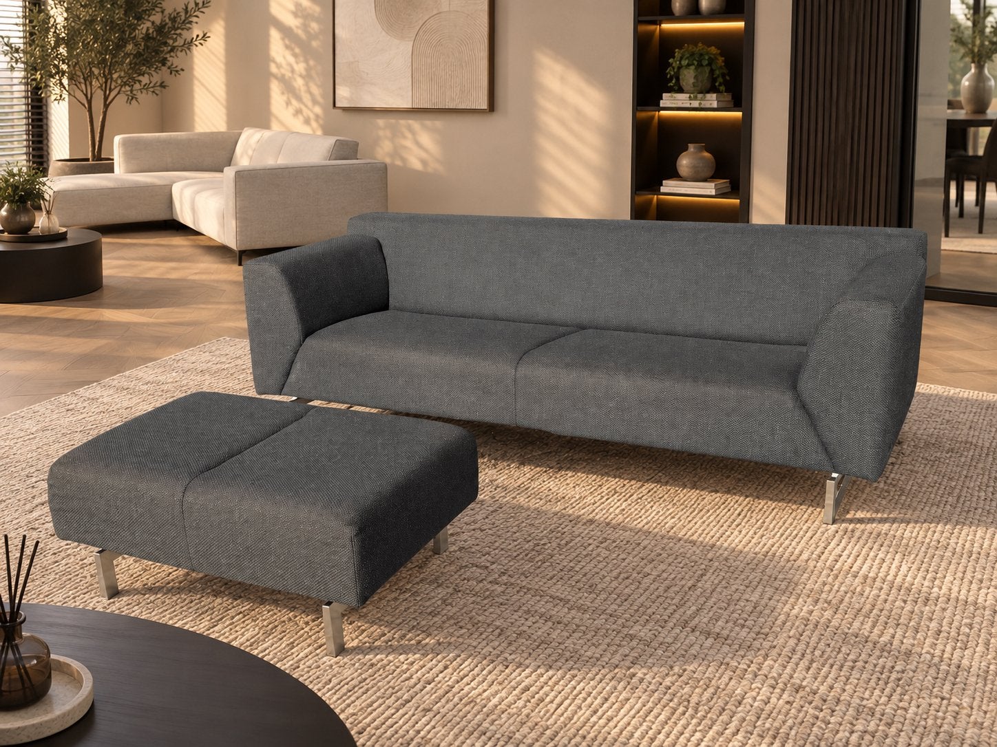 GRATIS LEVERING | ROLF BENZ 318 LINEA 3-ZITS + HOCKER, Driepersoons, 75 tot 100 cm, Ophalen of Verzenden, Zo goed als nieuw
