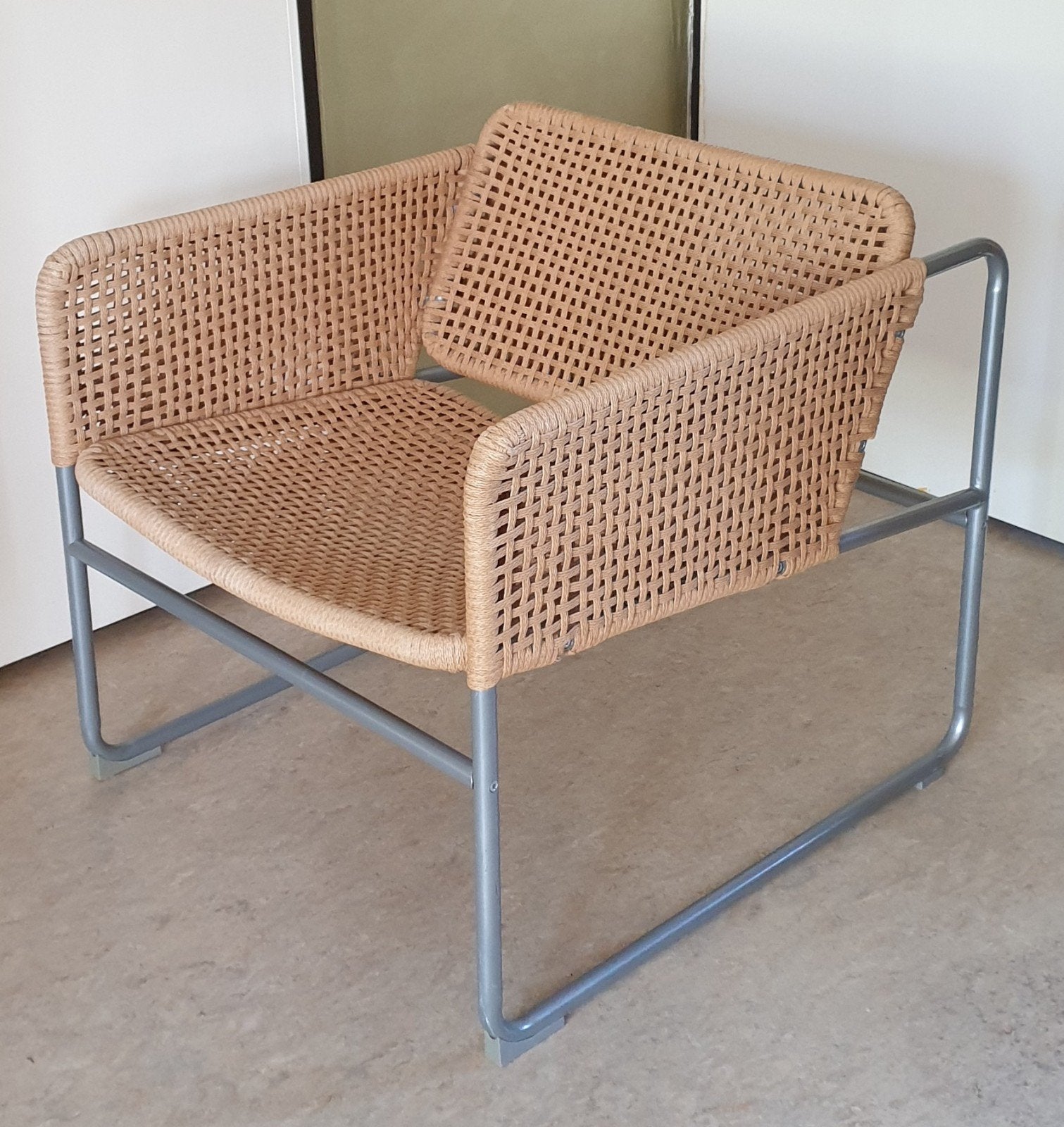 Ikea Industriell fauteuil Piet Hein Eek, Ophalen, Minder dan 75 cm, Zo goed als nieuw, Metaal