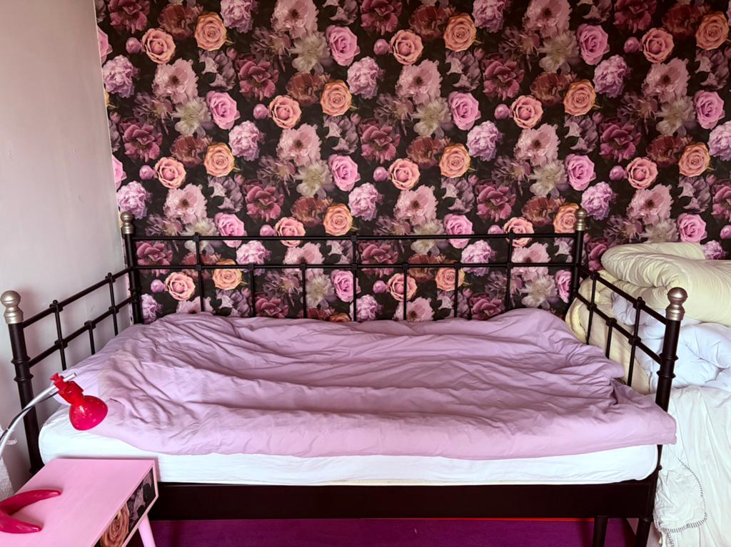 Spijlenbed uitschuifbaar (van 1 naar 2 personen), Huis en Inrichting, Slaapkamer | Bedden, Ophalen, Gebruikt, 90 cm, Eenpersoons
