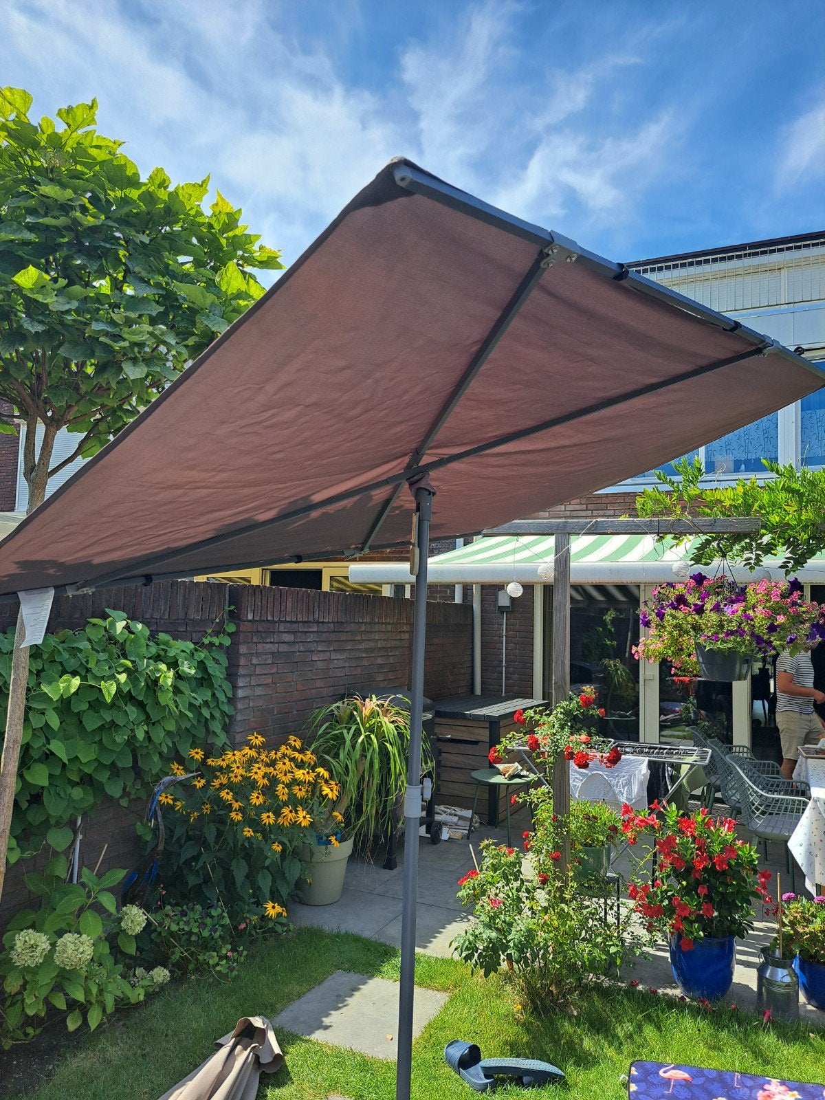 Antraciet parasol voor balkon, Tuin en Terras, Zonneschermen, Ophalen, Gebruikt, Overige typen