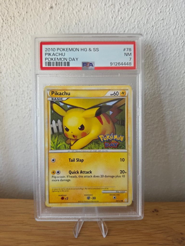 Pokémon Pikachu Pokémon Day PSA 7 - HGSS 78/123 promo, Ophalen of Verzenden, Zo goed als nieuw, Losse kaart