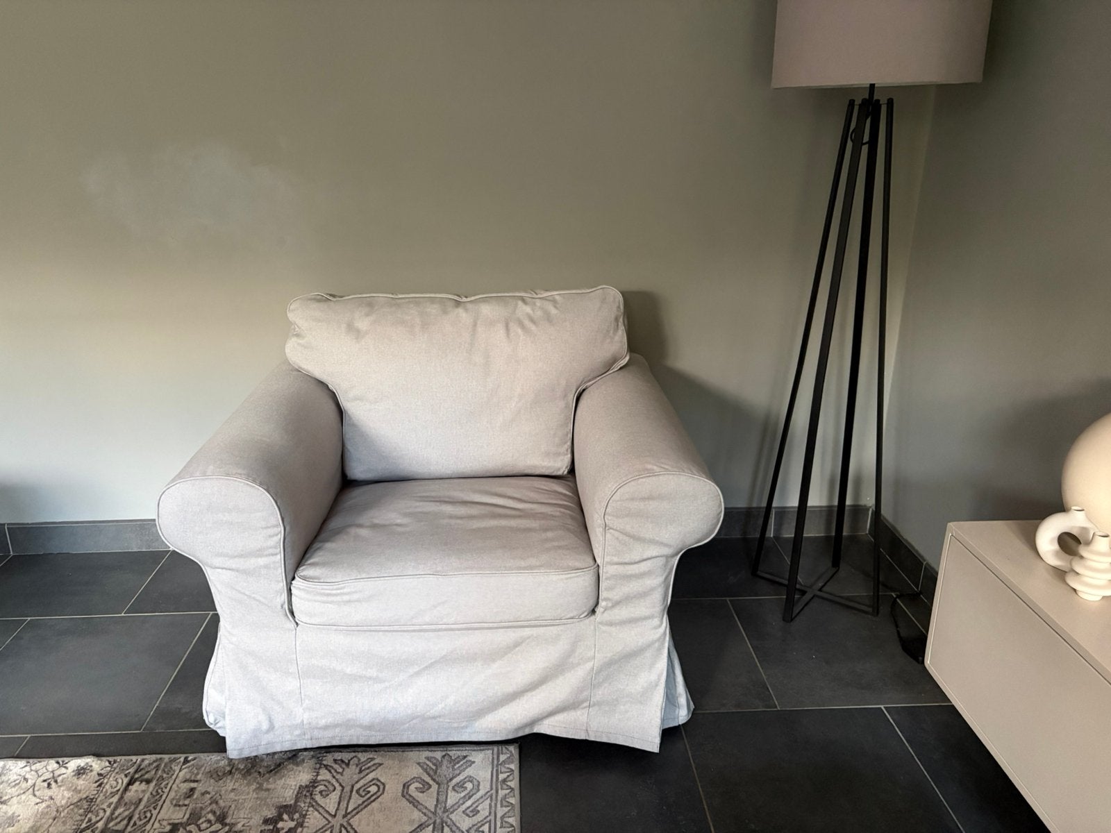 Ikea Ektorp Fauteuil beige hoes, Ophalen, Gebruikt, Eenpersoons, 75 tot 100 cm