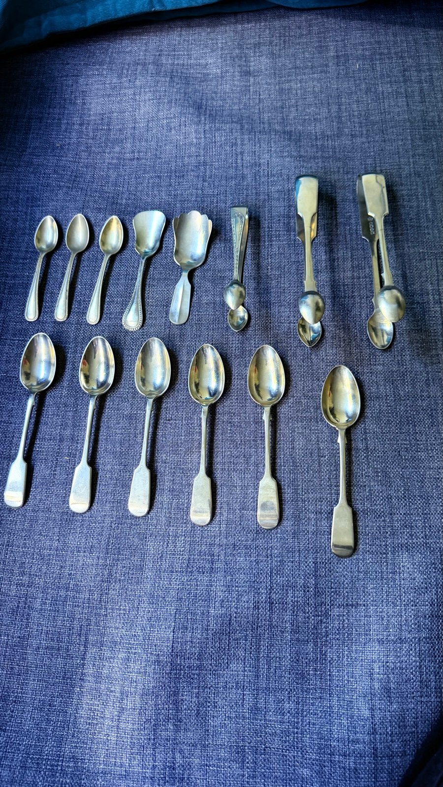 Antieke lepels en suikertangen - Potosi & Venetian, Ophalen of Verzenden