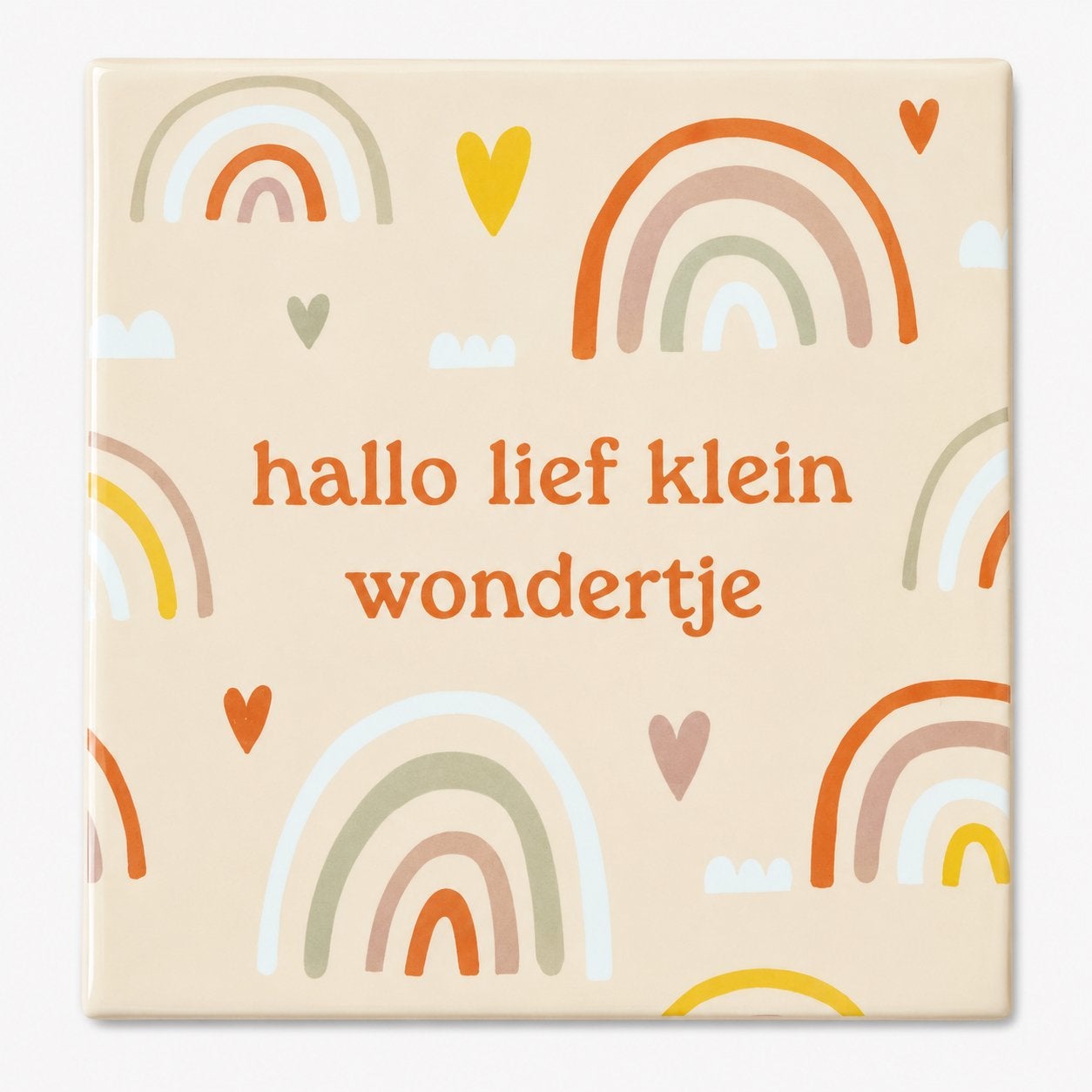 Tegeltje 'Hallo lief klein wondertje' 10x10, Ophalen of Verzenden, Nieuw, Kraamcadeau