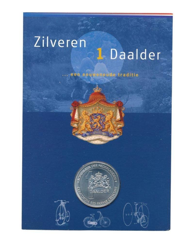 Nederland 1 Daalder 2003 Fiets Zilver in blister  ‘… een eeu, Postzegels en Munten, Munten | Nederland, Koningin Beatrix, Zilver