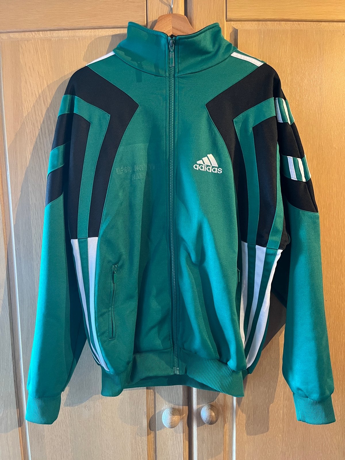 Vintage Adidas trainingsjack groen maat M, Gedragen, Verzenden, Maat 48/50 (M), Groen