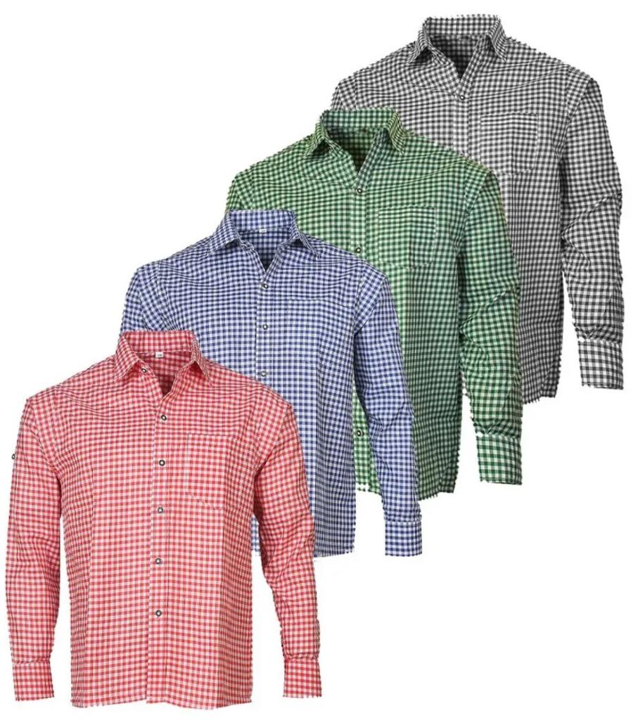 Trachten overhemd maat s tm 5XL (4 kleuren), Nieuw, Ophalen of Verzenden, Halswijdte 41/42 (L), Overige kleuren