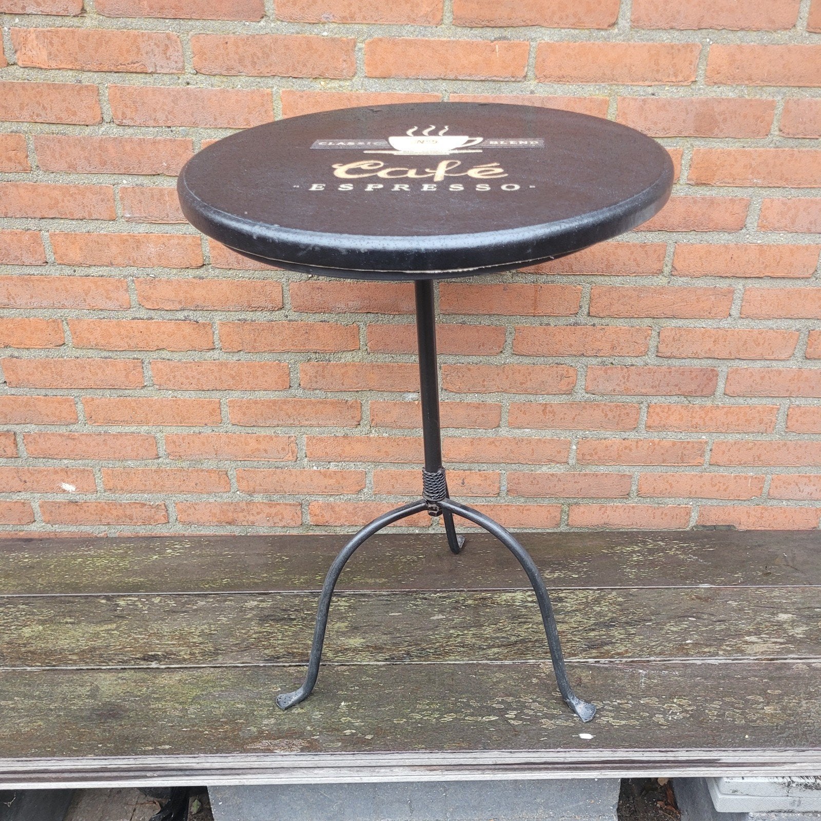 Bijzettafel - Zwart metaal, Ophalen, Gebruikt, Metaal of Aluminium, Rond