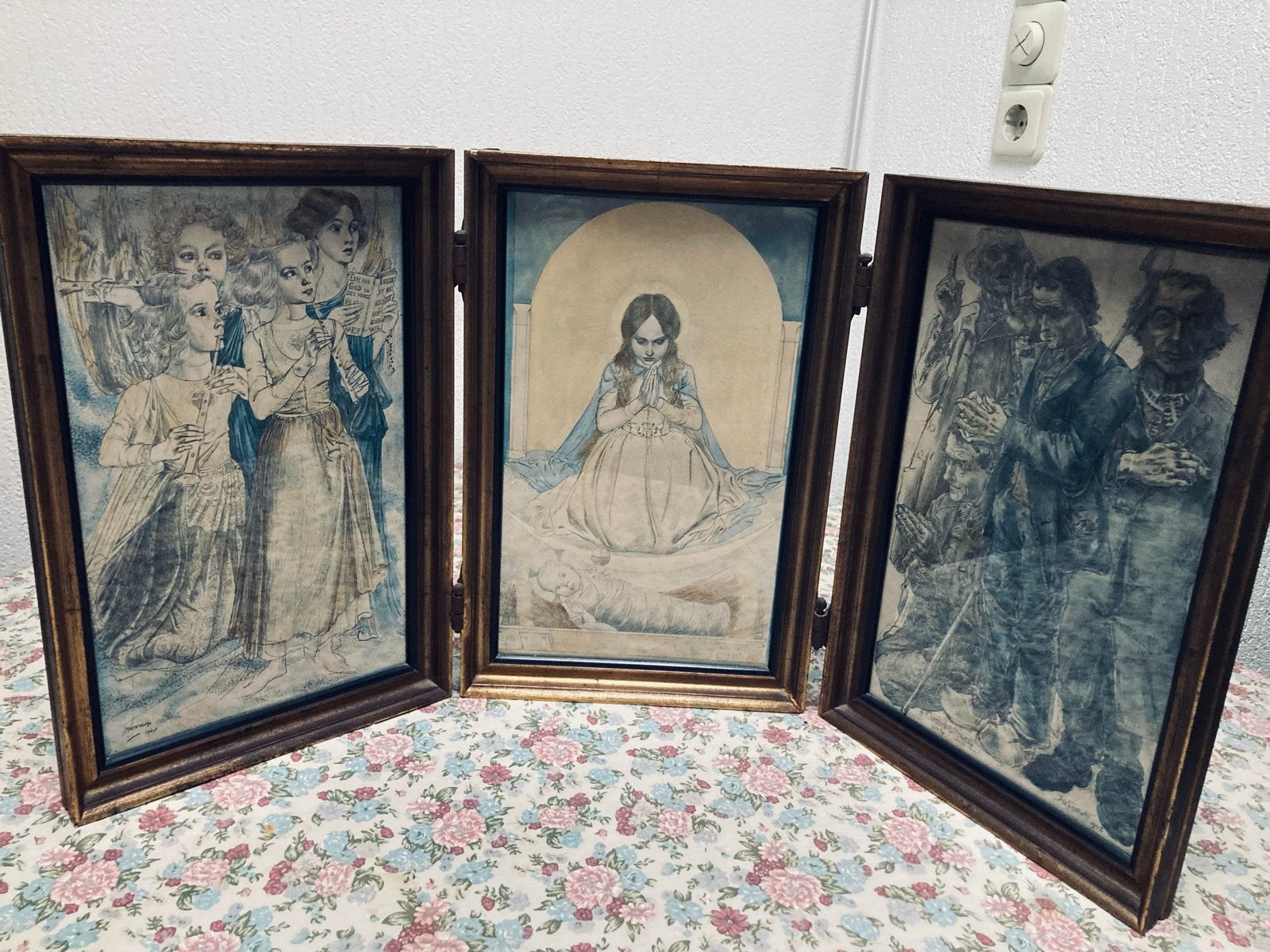 Jan Toorop Kersttriptiek (1908) - Heliogravure op steen, Antiek en Kunst, Portret of Personen, Overige ondergronden, Ophalen of Verzenden
