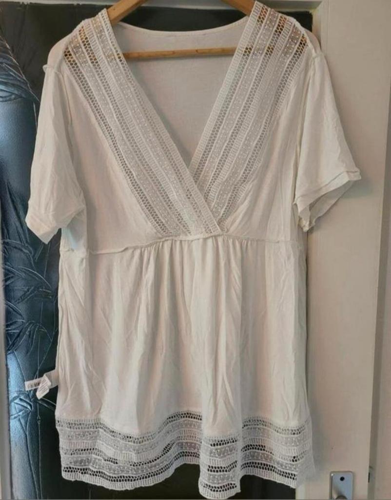 Witte tuniek maat L ms mode nooit gedragen, Kleding | Dames, Tops, Ophalen of Verzenden, Nieuw, Wit, Korte mouw