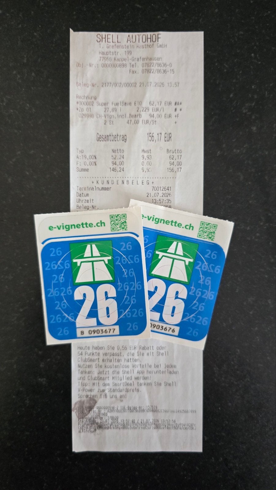 Te koop: 2x vignet Zwitserland 2026 incl aankoopbon, Tickets en Kaartjes, Twee personen