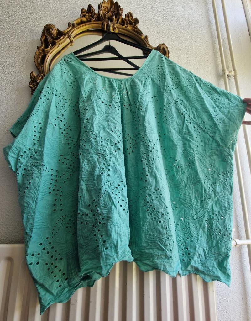 Als nieuw! Banditas turquoise opengewerkt vleermuis blouse, Blauw, Blouse of Tuniek, Banditas, Ophalen of Verzenden