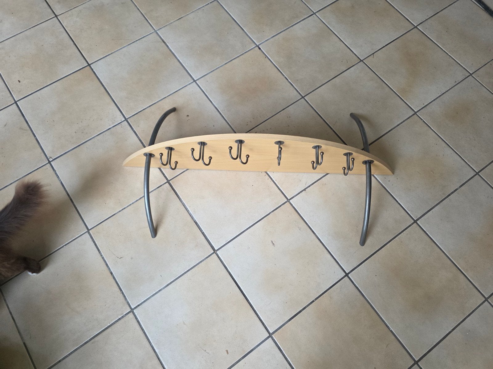 Houten wandkapstok met metalen haken, Gebruikt, Minder dan 100 cm, Hout, Ophalen